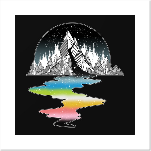 Queer Pride Flag Mountain River Wall Art by Psitta